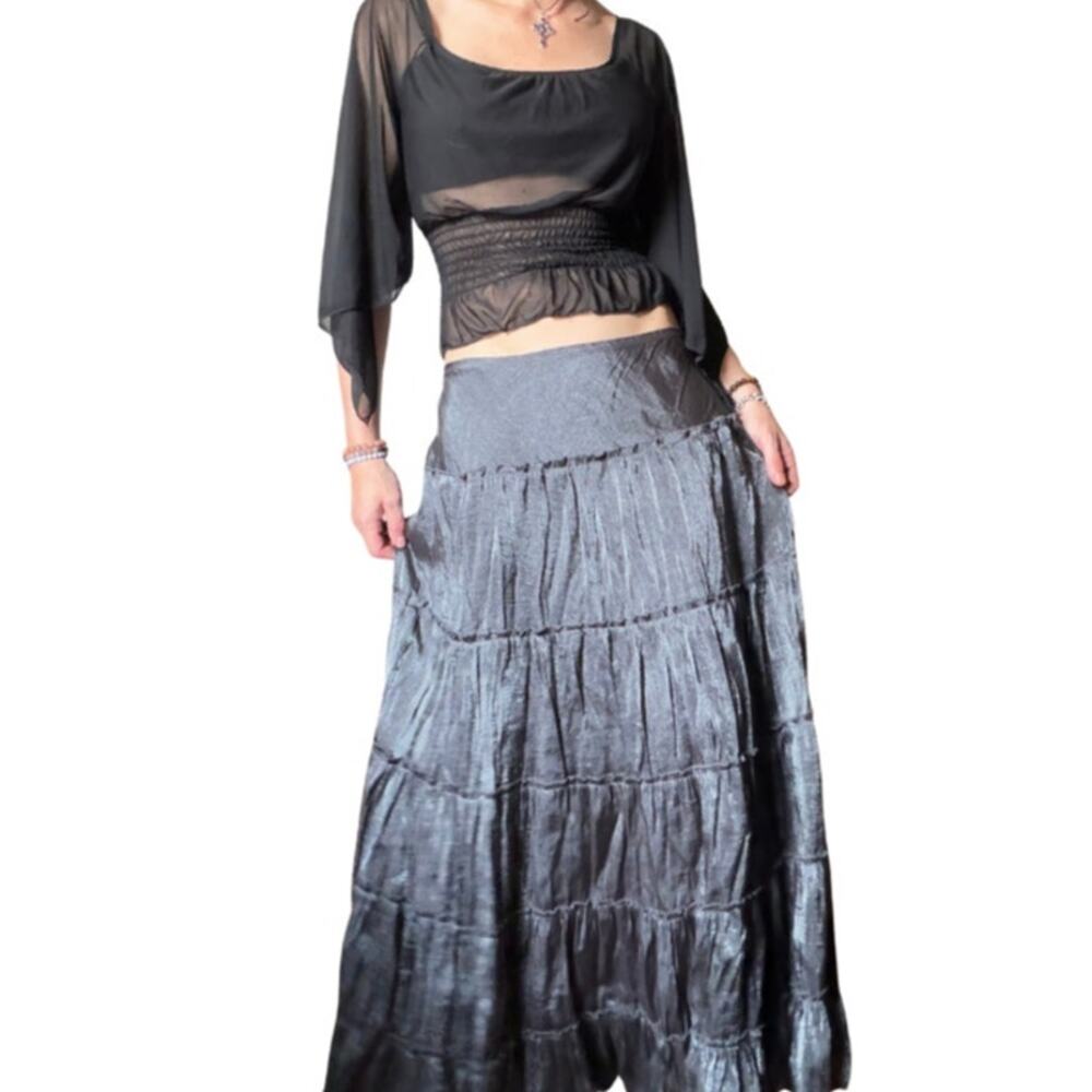 Metallic Maxi Skirt, Fairy Grunge, Whimsy Goth Clothing, Moonlight Style